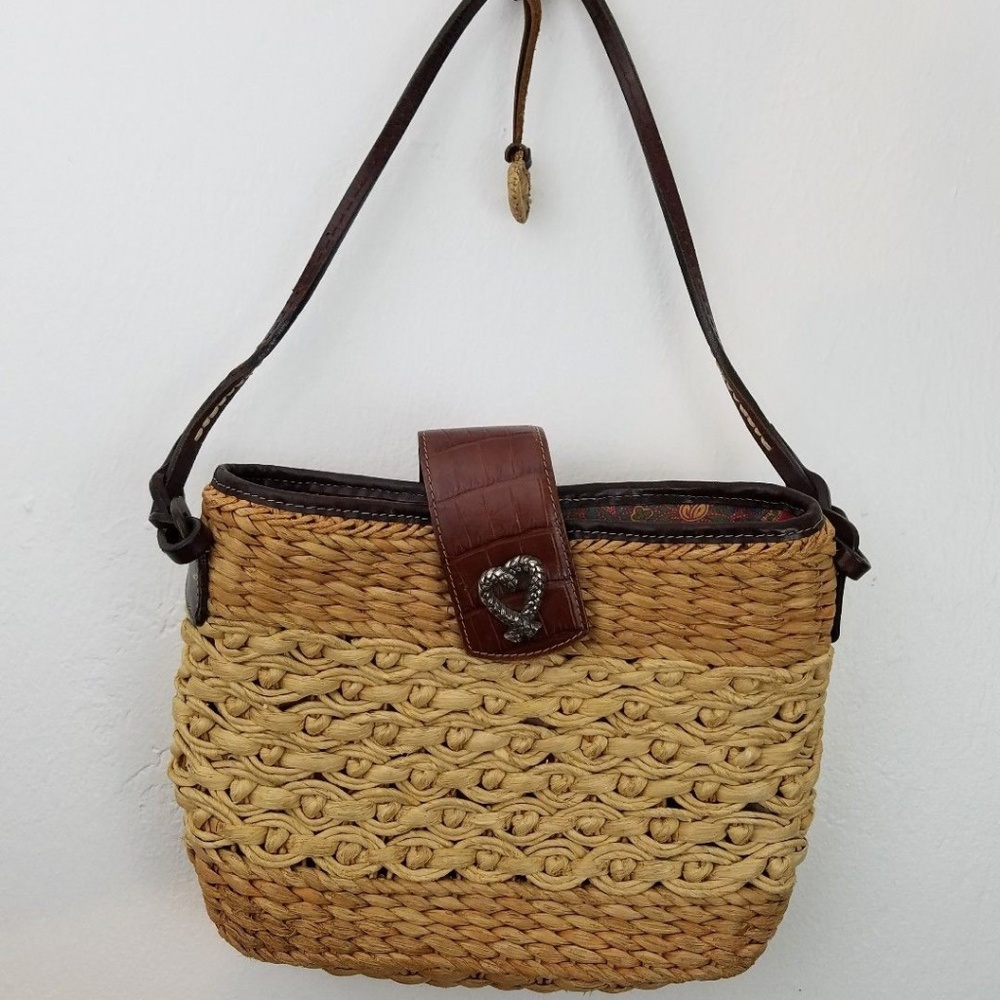 Brighton Medium Straw Shoulder Hobo Crossbody Puse